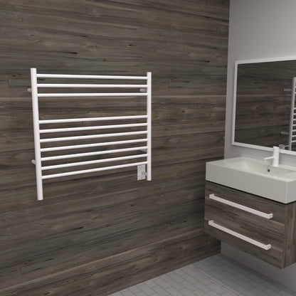 Amba Jeeves K Straight White Towel Warmer, Hardwired, 10 Bars, W 30" H 27"