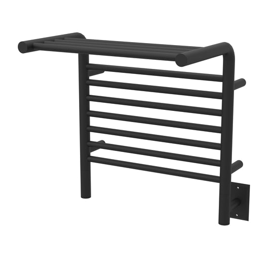 Amba Jeeves M Shelf Matte Black Towel Warmer, Hardwired, 11 Bars, W 21" H 22"