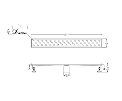 Dawn® 32 Inch Linear Shower Drain, Memuru River Series, Polished Satin Finish