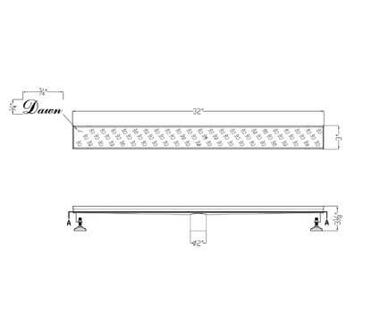 12 Inch Linear Drain with Adjustable Leveling Feet, Dawn USA Memuru River Series