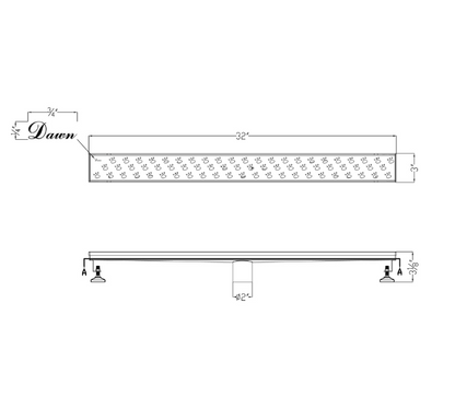 Dawn® 47 Inch Linear Shower Drain, Memuru River Series, Polished Satin Finish