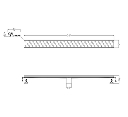 12 Inch Linear Drain with Adjustable Leveling Feet, Dawn USA Memuru River Series