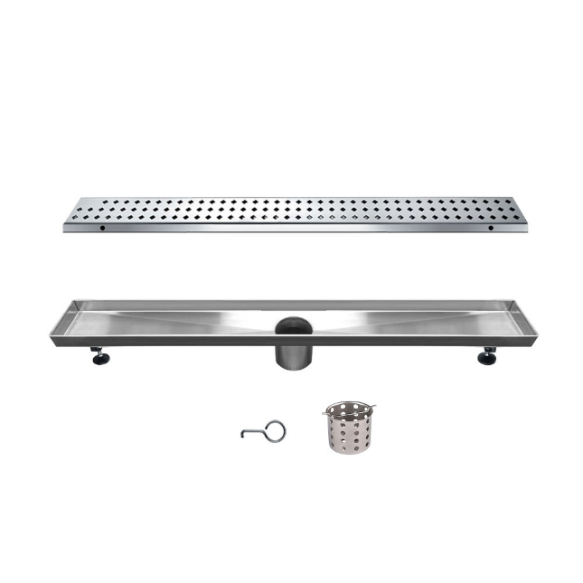 24 Inch Linear Drain with Adjustable Feet, Luxury Polished Finish Drain, Dawn USA LMI240304