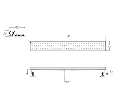 Dawn® 36 Inch Linear Shower Drain, Nile River Series, Polished Satin Finish