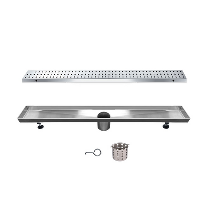 24 Inch Linear Drain with Adjustable Feet, Luxury Polished Finish Drain, Dawn USA LNE240304