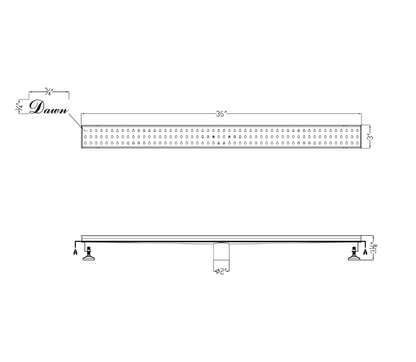 24 Inch Linear Drain with Adjustable Feet, Luxury Polished Finish Drain, Dawn USA LNE240304