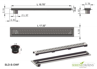 16 Inch Side Outlet Linear Shower Drain by SereneDrains