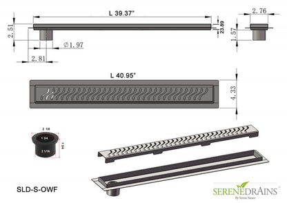 40 Inch Side Outlet Linear Shower Drain by SereneDrains