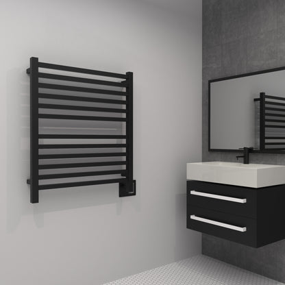 Matte Black Towel Warmer, Amba Quadro Model Q2833MB, 12 Bars Towel Warmer