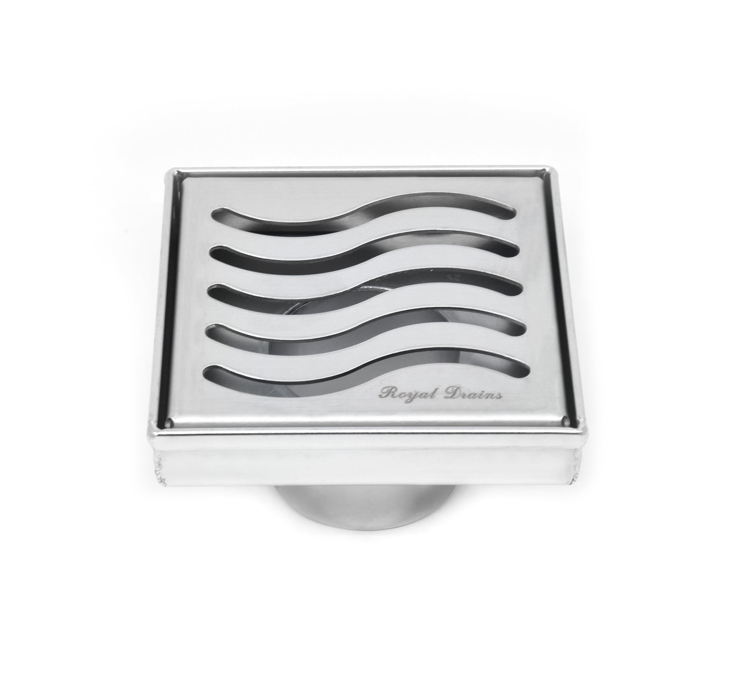 4 Inch Square Shower Drains Wave Design by SereneDrains