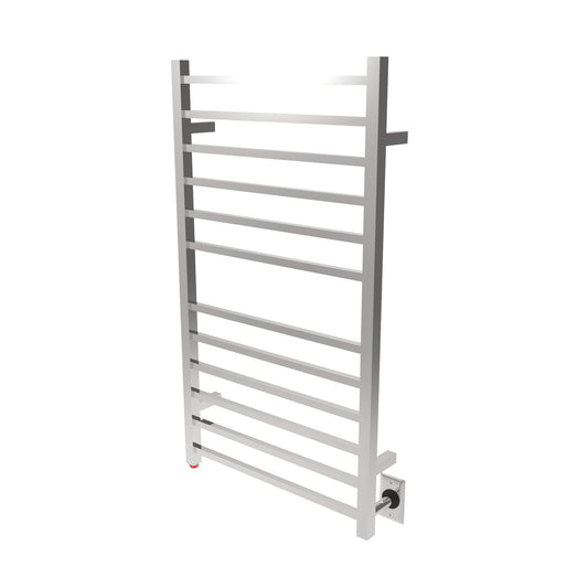 Polished Towel Warmer, Amba Radiant Large Square Hardwired 12 Bar Towel Warmer