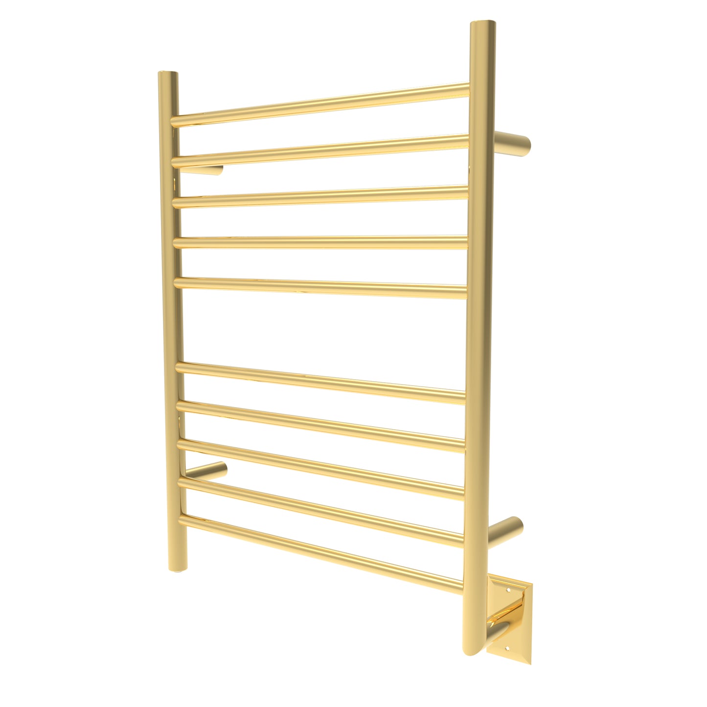 Polished Gold Towel Warmer, Amba Radiant Hardwired Straight, 10 Bar Towel Warmer