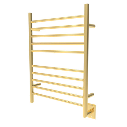 Polished Gold Towel Warmer, Amba Radiant Hardwired Straight, 10 Bar Towel Warmer