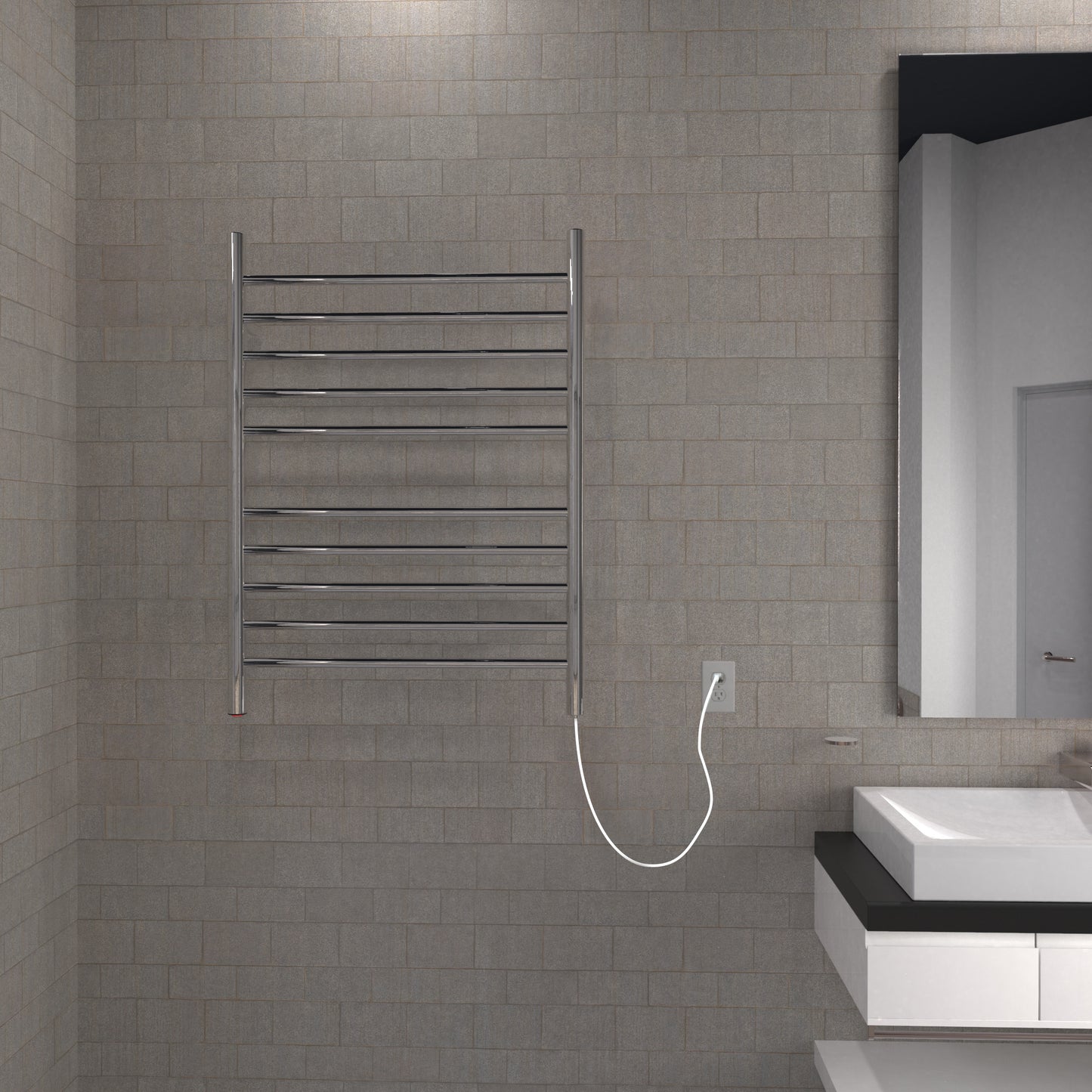 Polished Towel Warmer, Amba Radiant Plug-in Straight 10 Bar Towel Warmer