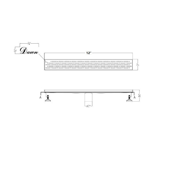 Dawn® 47 Inch Linear Shower Drain, Rio Orinoco River Series, Polished Satin