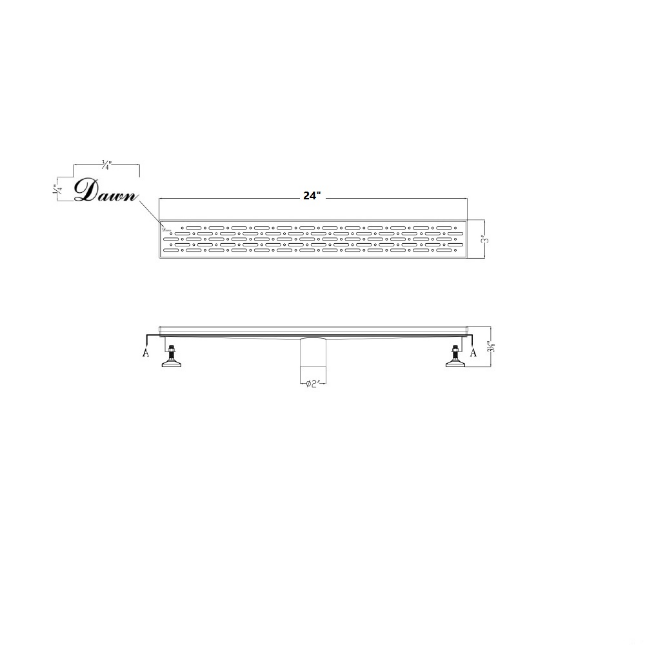 Dawn® 59 Inch Linear Shower Drain, Rio Orinoco River Series, Polished Satin Finish