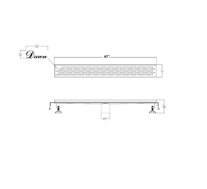 Dawn® 59 Inch Linear Shower Drain, Rio Orinoco River Series, Polished Satin Finish