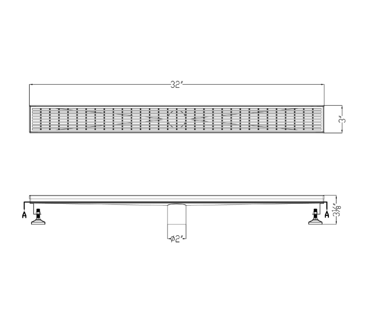 Dawn® 59 Inch Linear Shower Drain, Wheaton River Series, Polished Satin Finish