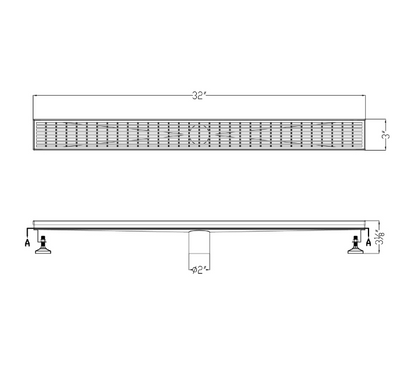 24 Inch Linear Drain with Adjustable Feet, Luxury Polished Finish Drain, Dawn USA LWN240304