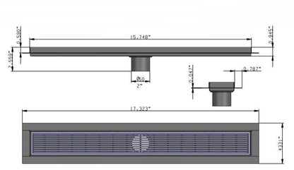 16 Inch Brushed Linear Shower Drain in Wedge Design by SereneDrains