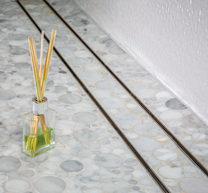 72 Inch Tile Insert Linear Shower Drain, Brushed Stainless Steel | SereneDrains
