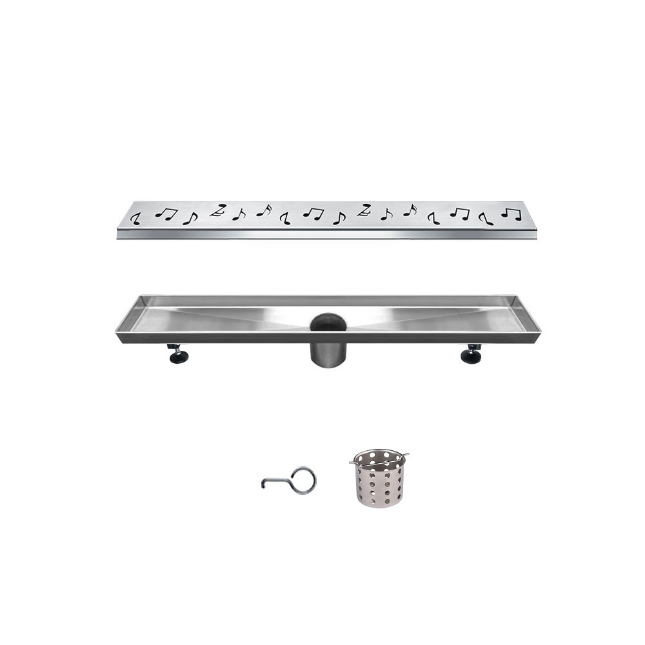 24 Inch Linear Drain with Adjustable Feet, Luxury Polished Finish Drain, Dawn USA LSE240304