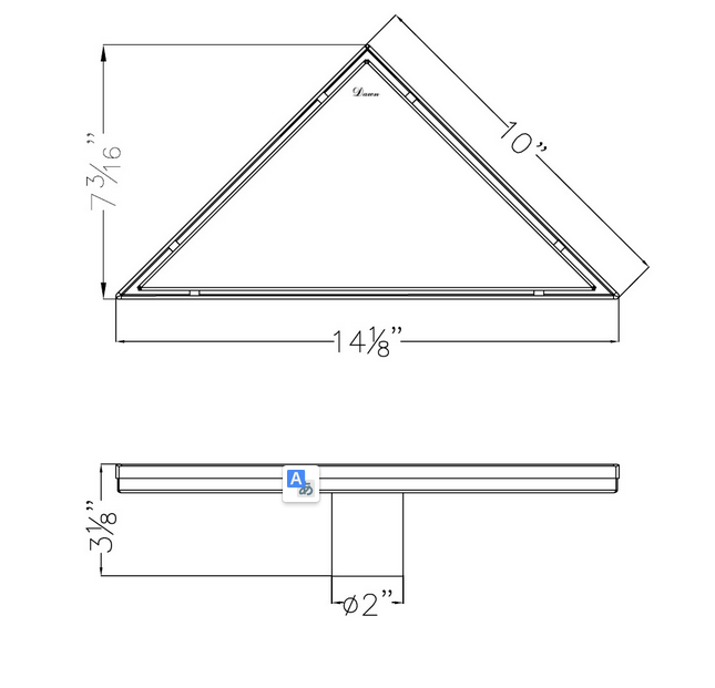 Corner Triangle Drain, Dawn® Volga River Series, Triangle Drain with Installation Set