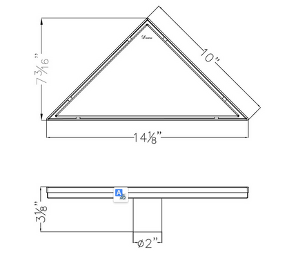 Corner Triangle Drain, Dawn® Volga River Series, Triangle Drain with Installation Set