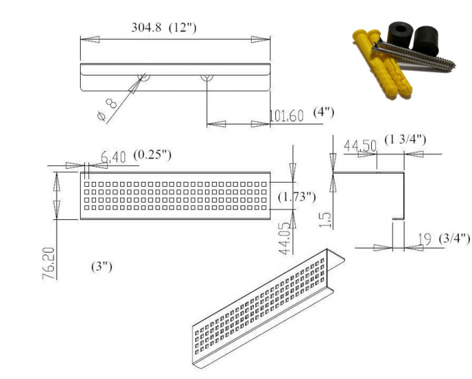 Oil Rubbed Bronze Shower Shelf, Elegant Drill & Screw Wall Mount Shower Shelf, Traditional Square Design