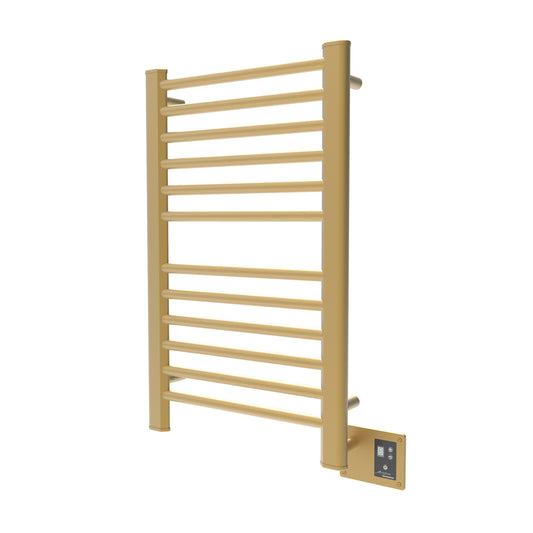 Satin Brass Towel Warmer, Amba Sirio Model S2133, 12 Bars Towel Warmer