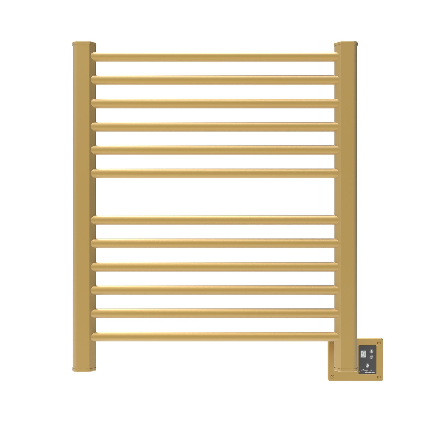 Satin Brass Towel Warmer, Amba Sirio Model S2933, 12 Bars Towel Warmer