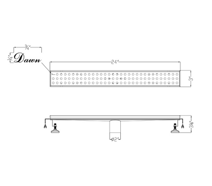 Dawn® 47 Inch Linear Shower Drain, Thames River Series, Polished Satin Finish