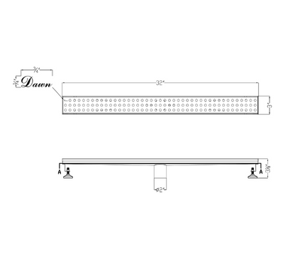 Dawn® 47 Inch Linear Shower Drain, Thames River Series, Polished Satin Finish