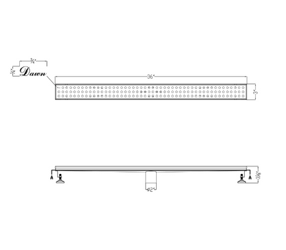 24 Inch Linear Drain with Adjustable Feet, Luxury Polished Finish Drain, Dawn USA LTS240304
