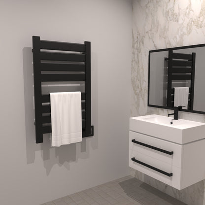 Matte Black Towel Warmer, Amba Vega Model V2338MB, 8 Bars Towel Warmer