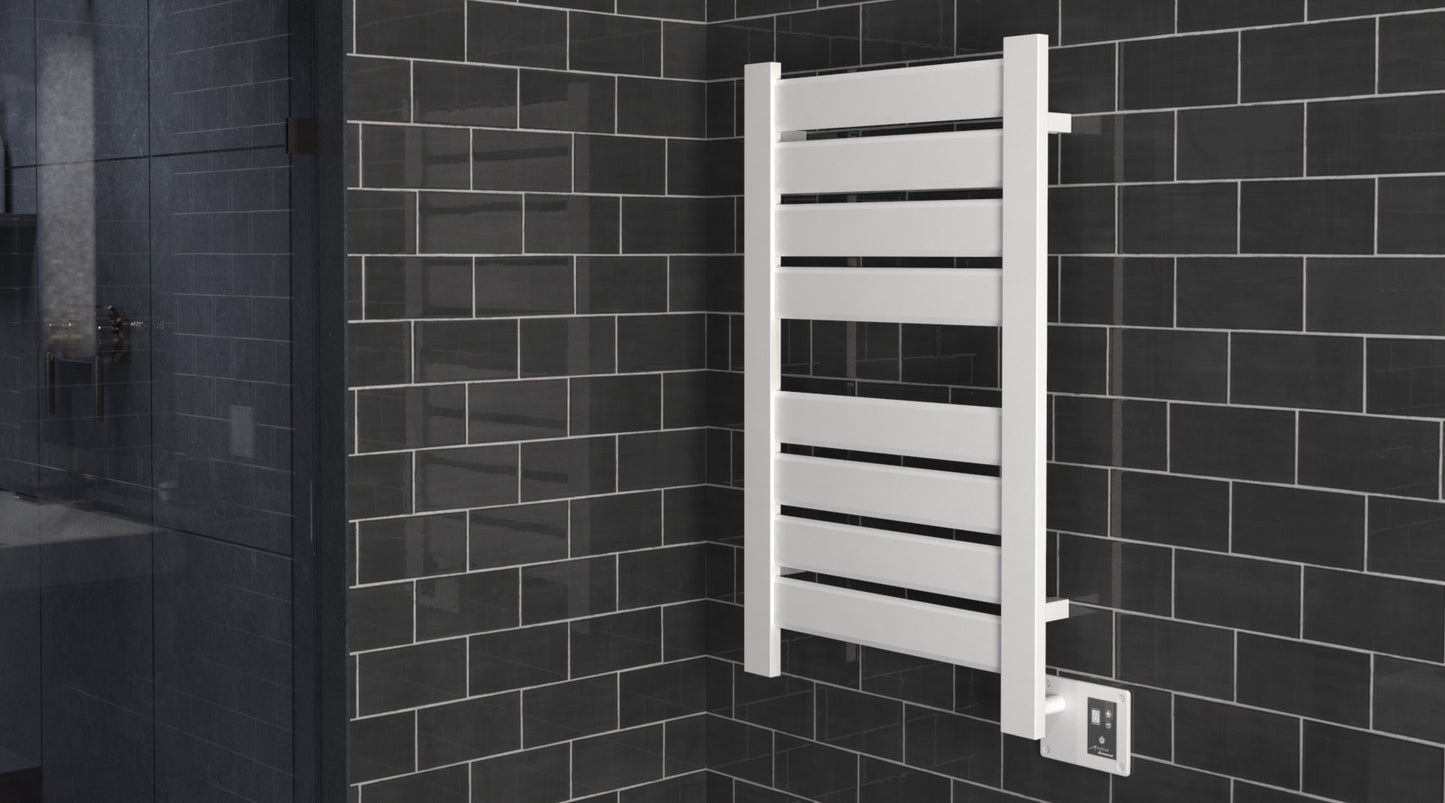 White Towel Warmer, Amba Vega Model V2338W, 8 Bars Towel Warmer