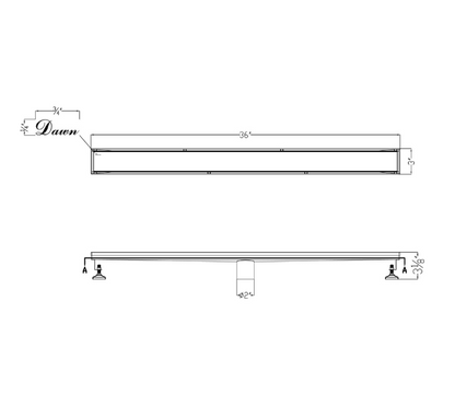 Dawn® 32 Inch Linear Shower Drain, Volga River Series, Polished Satin Finish