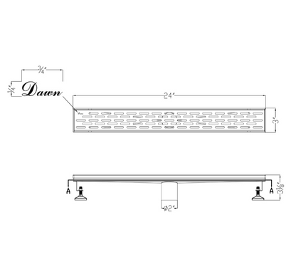 12 Inch Linear Drain with Adjustable Leveling Feet, Dawn USA Yangtze River Series