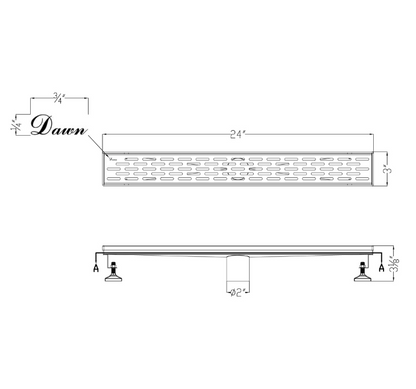 32 Inch Stainless Steel Linear Drain with Leveling Feet, Dawn® USA LYE320304