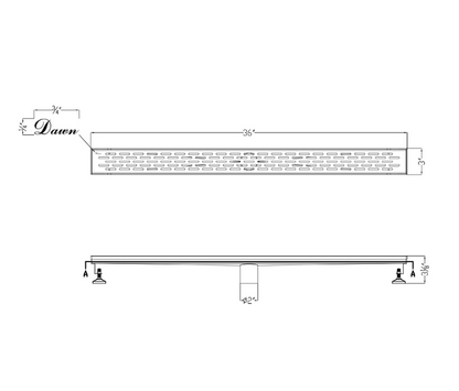 12 Inch Linear Drain with Adjustable Leveling Feet, Dawn USA Yangtze River Series