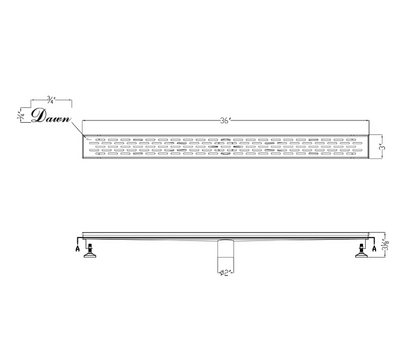 Dawn® 36 Inch Linear Shower Drain, Yangtze River Series, Polished Satin Finish