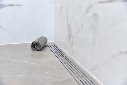 47 Inch Linear Shower Drain Broken Lane Brushed Nickel Design by SereneDrains