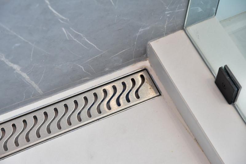 SereneDrains Brushed Linear Drain with Horizontal Side Outlet Adapter Kit