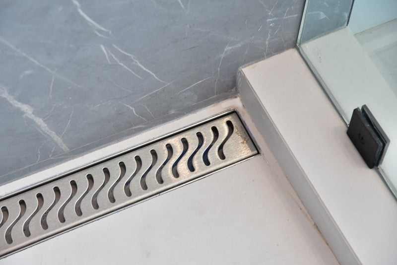 30 Inch Linear Shower Drain Ocean Wave Design by SereneDrains