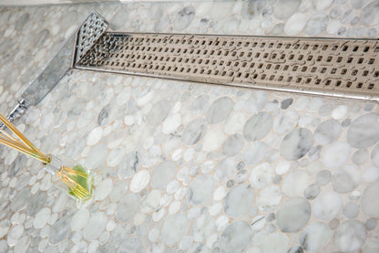 16 Inch Linear Shower Drain Brushed Finish Traditional Square Design SereneDrains