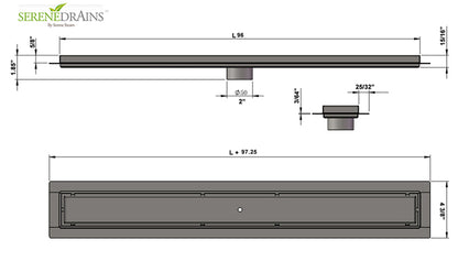 90 Inch Tile-In Linear Shower Drain for Curbless Showers, Durable Stainless Steel – SereneDrains