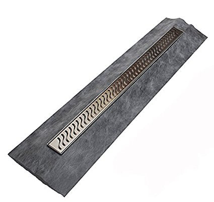 24 Inch Linear Shower Drain Ocean Wave Design by SereneDrains