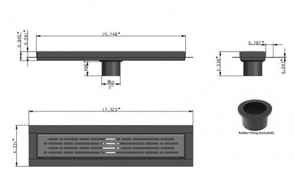 16 Inch Satin Gold Linear Shower Drain, Broken Lane Design by SereneDrains