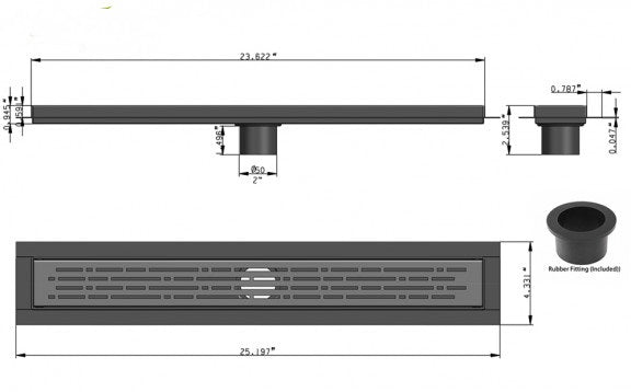 24 Inch Polished Chrome Linear Shower Drains, Broken Lane Design by SereneDrains