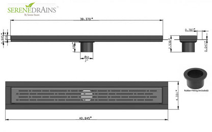 39 Inch Polished Chrome Linear Shower Drains, Broken Lane Design by SereneDrains